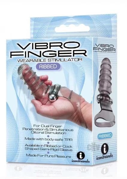 Icon Brands Female Sex Toys Vibrofinger Ribbed Finger Massager Smoke Icon Brands Female Sex Toys Vibrofinger Ribbed Finger Massager Smoke