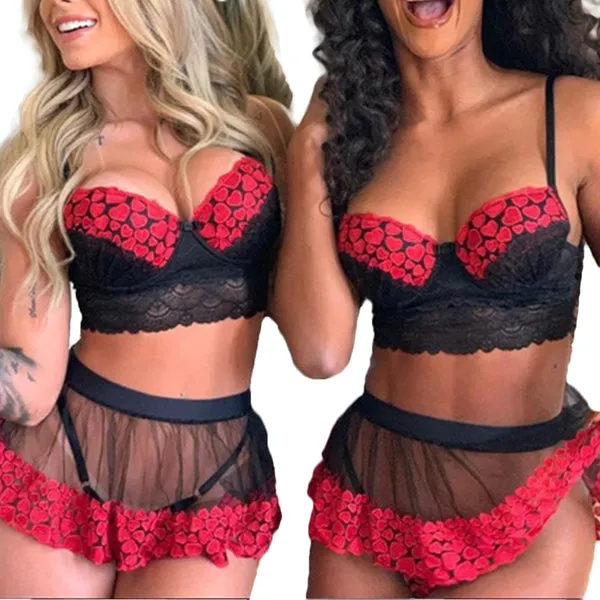sextoypremium Anal NEW HOT WOMEN LADIES 3PCS SEXY LINGERIE LACE BABYDOLL THONG NIGHTWEAR SLEEPWEAR DRESS SET SEXY TEDDIES BODYSUITS