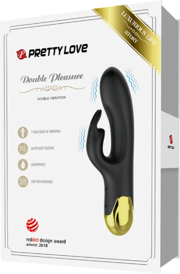 Vibrators Rabbit Vibrator Double Pleasure Black Pretty Love