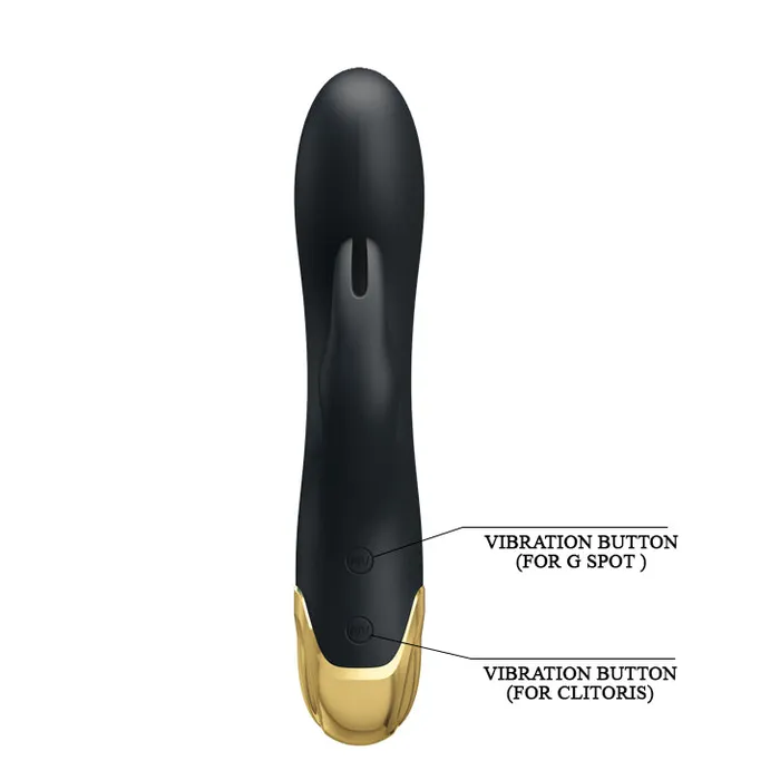 Vibrators Rabbit Vibrator Double Pleasure Black Pretty Love