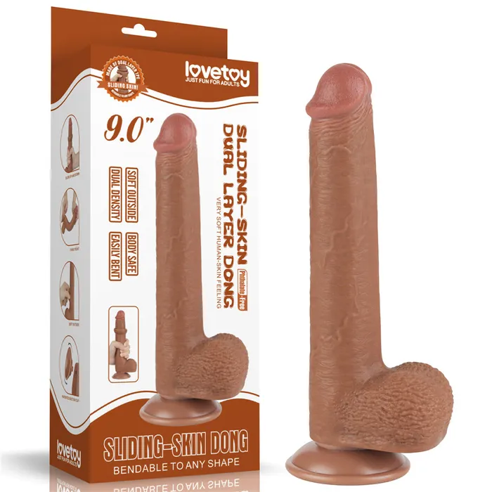 Love Toy Dildos Flexible Realistic Double Layer Cyber Skin Dong 9
