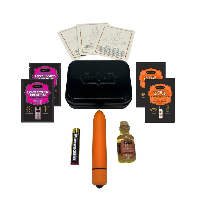 Vibrators WEEKENDER KIT VIBE Tropical Mango Includes Oil of Love Reusable 10 speed mini vibe Massage Oil Love Liquid and Erotic Playcards Kama Sutra