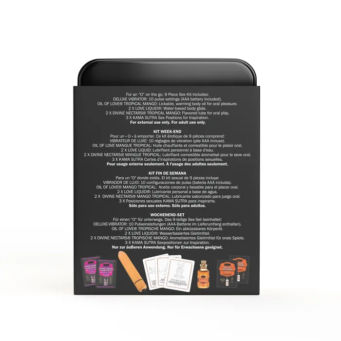 Vibrators WEEKENDER KIT VIBE Tropical Mango Includes Oil of Love Reusable 10 speed mini vibe Massage Oil Love Liquid and Erotic Playcards Kama Sutra